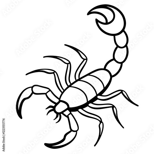Cute Silhouette of a Scorpion line art vector cartoon illustration