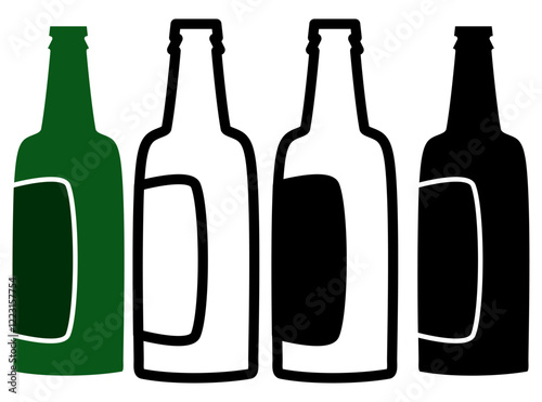 glass bottle icon, simple flat style, pictogram logo symbol vector illustration, isolated on white for mobile app