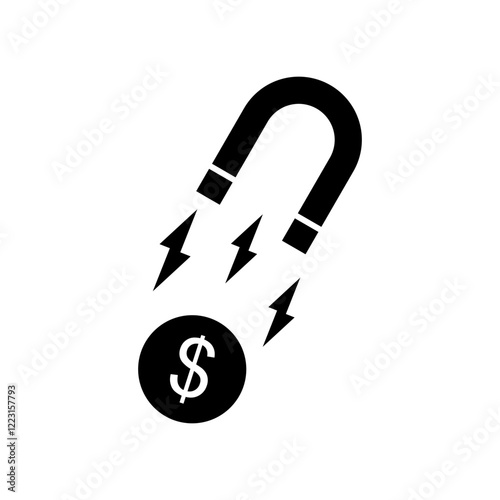 money magnet icon, simple flat style, pictogram logo symbol vector illustration, isolated on white for mobile app