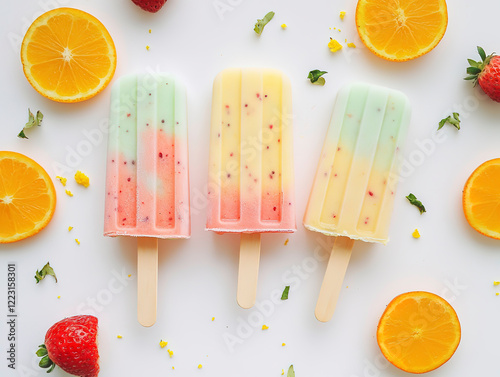 popsicles isolated on a white background