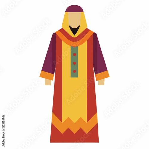 Classic Djellaba Silhouette on Plain White
