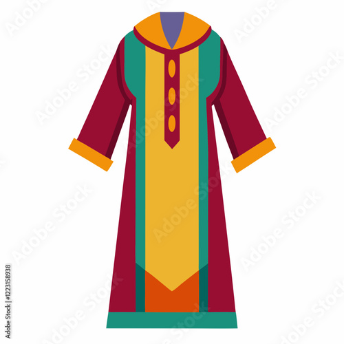Classic Djellaba Silhouette on Plain White