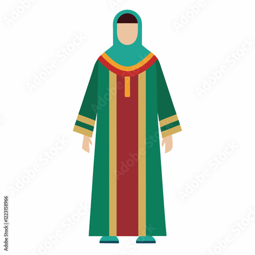 Classic Djellaba Silhouette on Plain White
