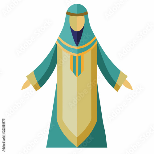 Classic Djellaba Silhouette on Plain White