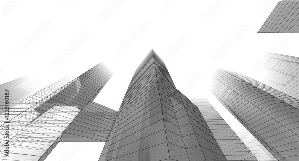 Fototapeta premium Abstract city architecture 3d rendering 3d illustration