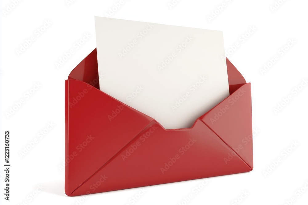 3D Envelope with Letter Inside Icon Isolated and White Background 3D Envelope with Letter Inside Icon Isolated and White Background