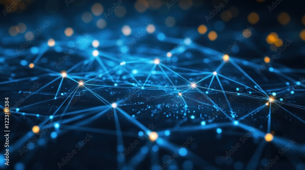 An up-close look at a vivid blue circuit board with complex connection lines and illuminating spots. This intricate technological idea demonstrates how elegant digital networks may be. An up-close look at a vivid blue circuit board with complex connection lines and illuminating spots. This intricate technological idea demonstrates how elegant digital networks may be.
