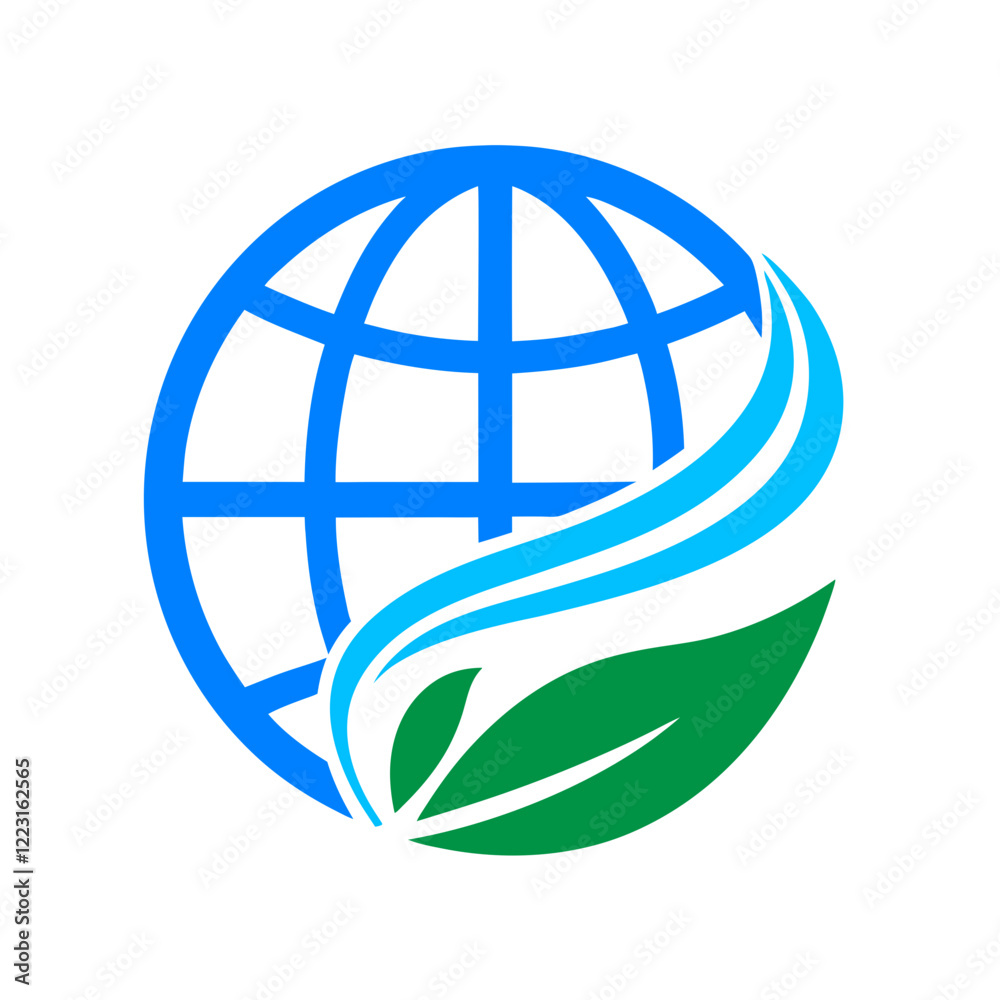 Obraz premium globe and nature concept logo design on white background 