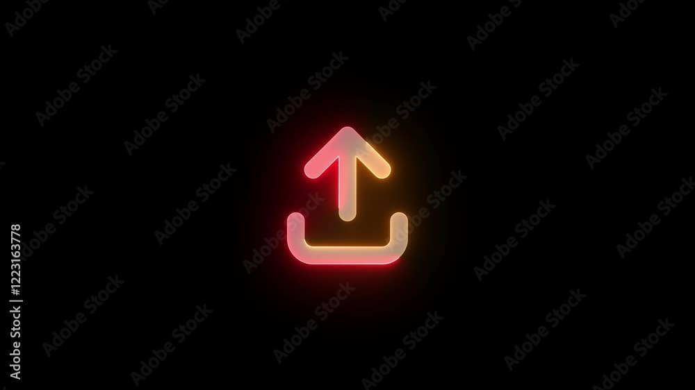 Arrow up from bracket icon glowing neon brown red gradient color animation Arrow up from bracket icon glowing neon brown red gradient color animation