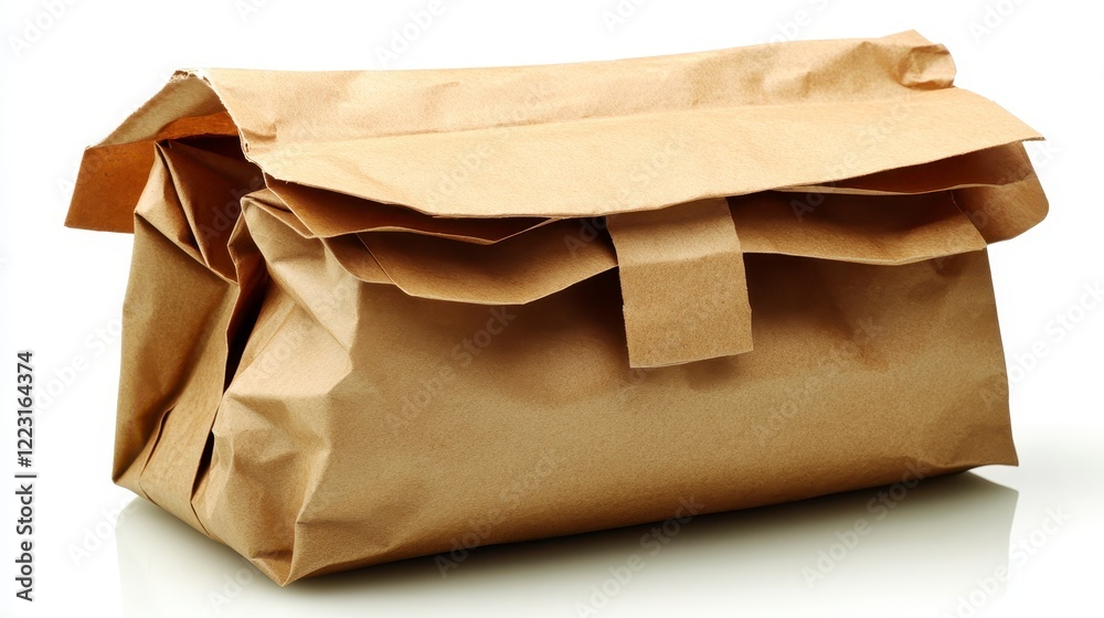 Naklejka premium Brown Paper Package Crumpled Kraft Paper Bag Secure Delivery Packaging Eco Friendly Postal Wrapping