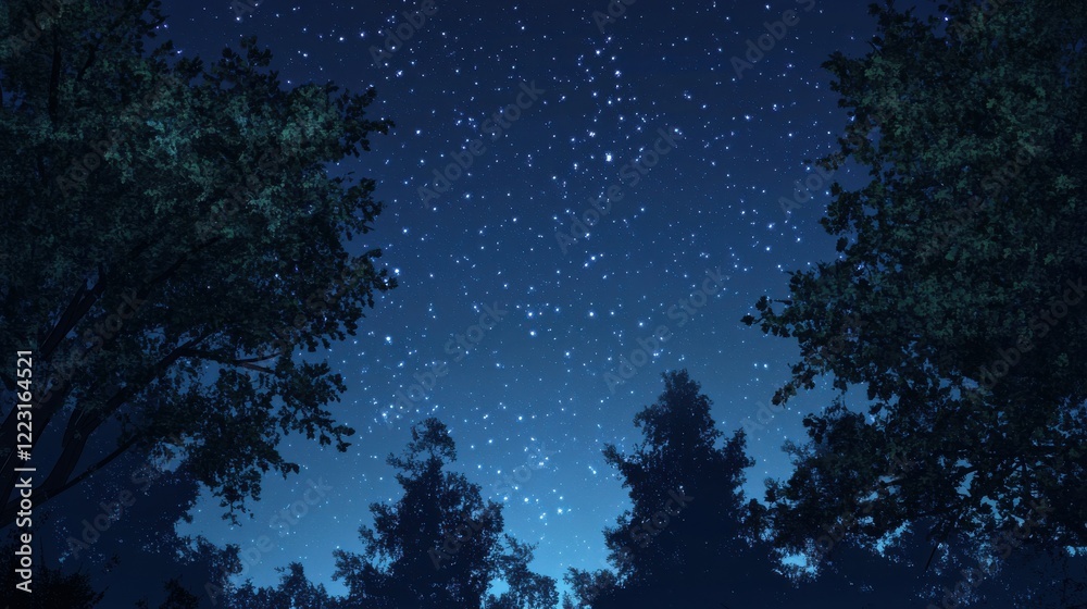 Starlit night sky with silhouetted trees Starlit night sky with silhouetted trees
