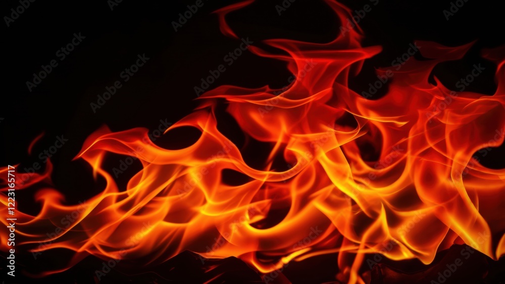 Fire flames on black background. Fire flames on black background.