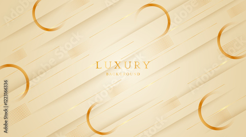 Cream background with elegant golden lines, use for template or cover. Elegant premium cream background. vector illustration	