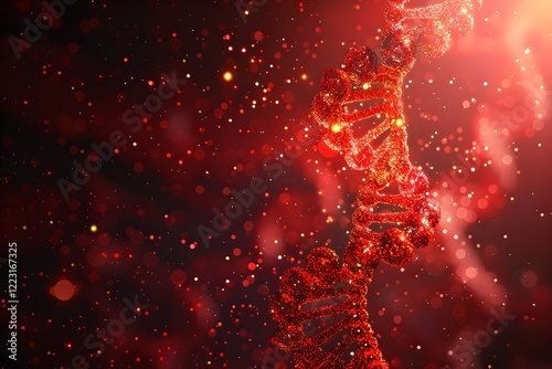 A double - stranded strand of dna against a red background photo