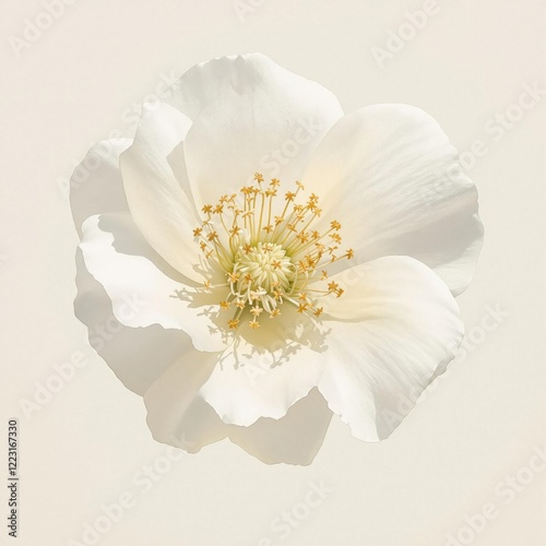 Artistic close-up of white musk mallow flower in gentle watercolor tones, painting, nature, bloom, white musk mallow