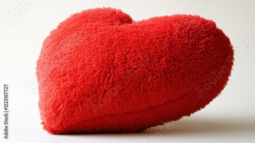 Plush Red Heart Shaped Pillow Soft Fuzzy Texture Romantic Valentine s Day Decor