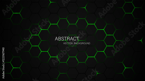 Black steel mesh background with green glow lines with empty space for design. Modern technology innovation concept. vector illustration background