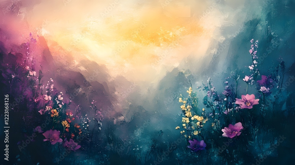 Ethereal radiant gradients blending bright colorful tones in a dreamy landscape with a modern dynamic aesthetic and elegant charm A lush serene and mesmerizing floral scene with a mystical Ethereal radiant gradients blending bright colorful tones in a dreamy landscape with a modern dynamic aesthetic and elegant charm A lush serene and mesmerizing floral scene with a mystical