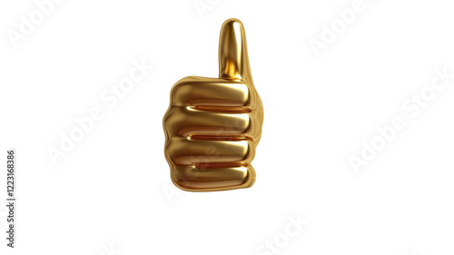 A shiny golden thumbs-up symbol representing approval and positivity in a modern digital art style