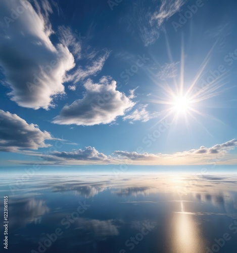 Azure sky with thin cirrus clouds stretched across the horizon, vast, wispy clouds, nature