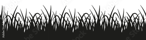 Seamless border with grass silhouette. Vector and PNG on transparent background.