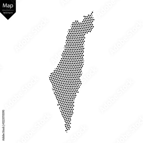 Abstract image Israel map from point Black on a white background. Vector illustration eps 10.	
