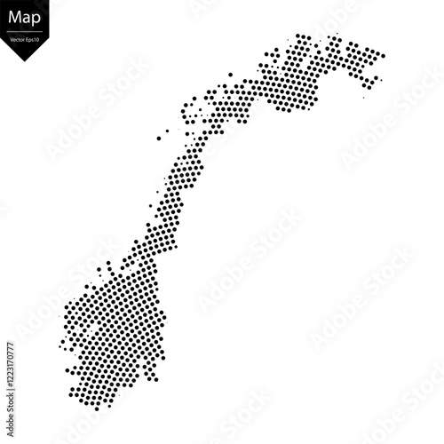 Abstract image Norway map from point Black on a white background. Vector illustration eps 10.	
