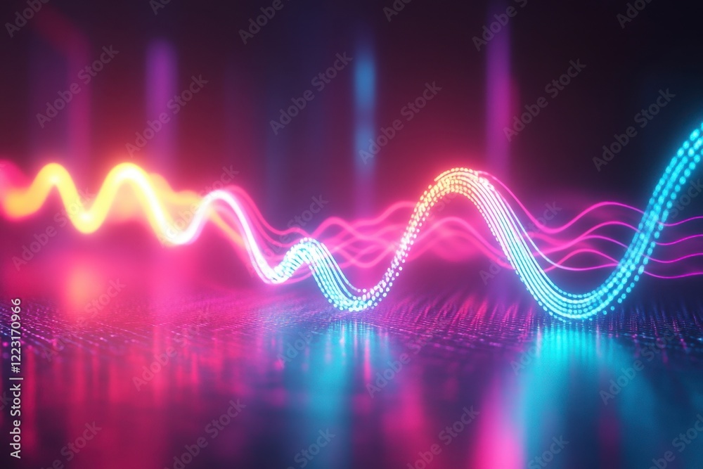 Fototapeta premium Vibrant Abstract Light Waves Creating Colorful Patterns and Effects