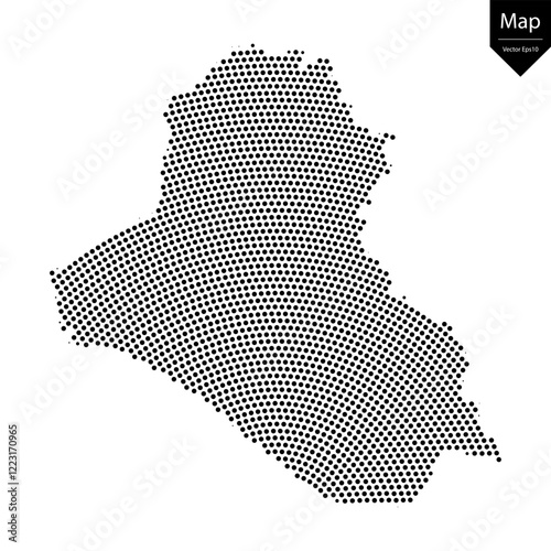 Abstract image Iraq map from point Black on a white background. Vector illustration eps 10.	
