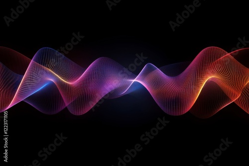 Vibrant Abstract Wave Pattern with Neon Colors on Dark Background