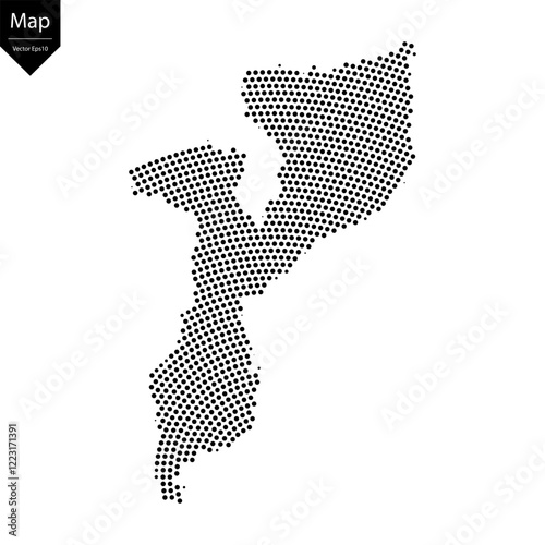 Abstract image Mozambique map from point Black on a white background. Vector illustration eps 10.