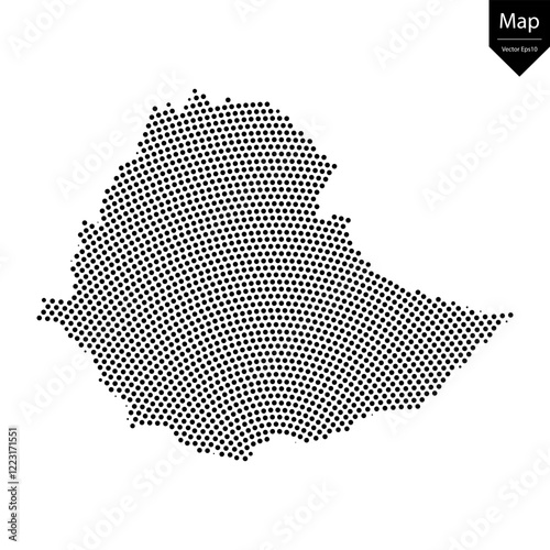 Abstract image Ethiopia map from point Black on a white background. Vector illustration eps 10.