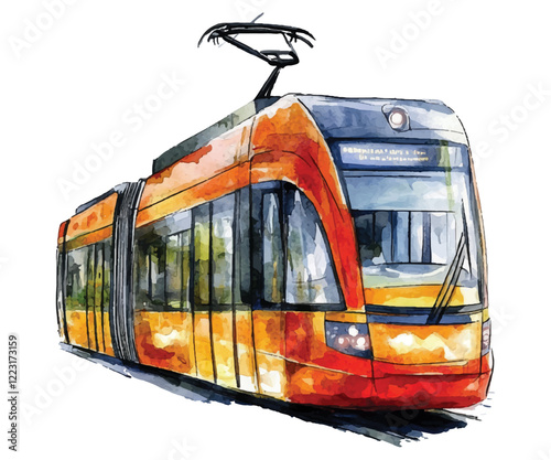 tram on white
