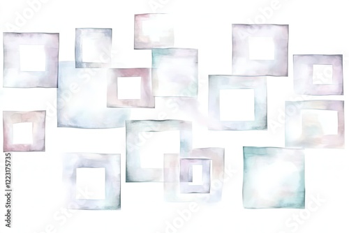 Wallpaper Mural Abstract watercolor composition featuring translucent squares in soft pastel colors Torontodigital.ca