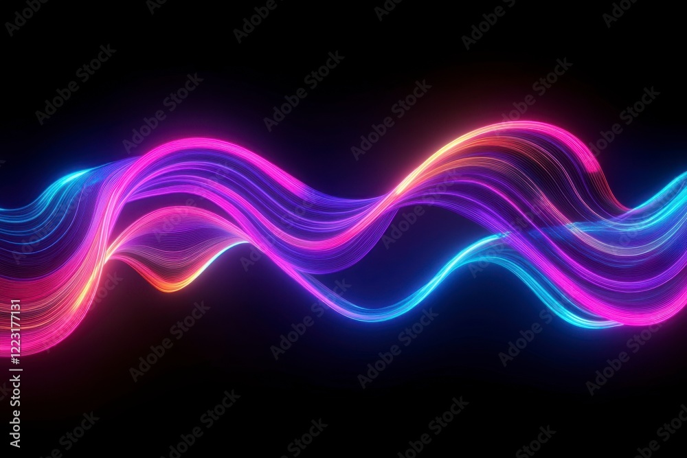 Vibrant Abstract Waves of Colorful Light on a Dark Background Vibrant Abstract Waves of Colorful Light on a Dark Background