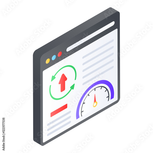 any time frame with 360 Monitoring  isometric concept, statistics Schedule Summary vector icon design, Web hosting service Symbol Computing machines Sign, Internet Application Management illustration