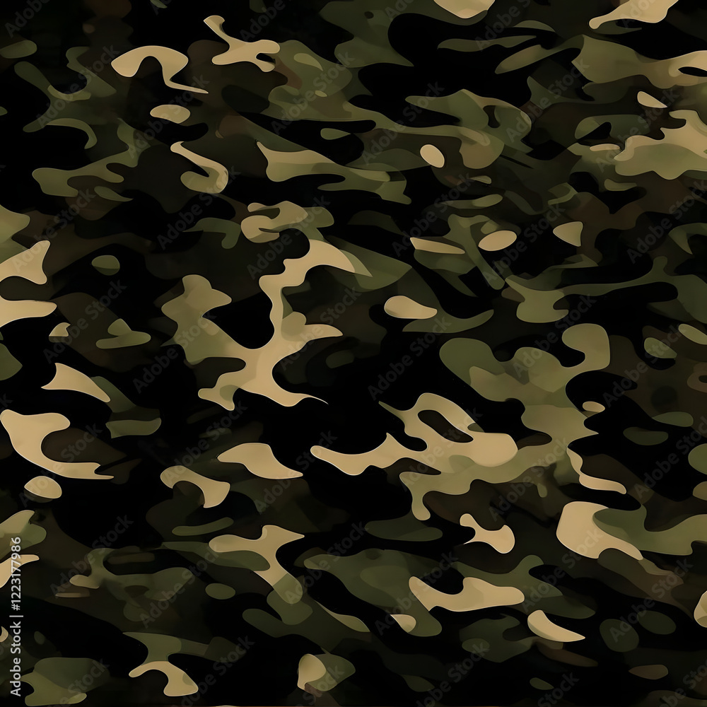 Naklejka premium camouflage texture, dark green background, protective print, army design, stylish pattern for uniform