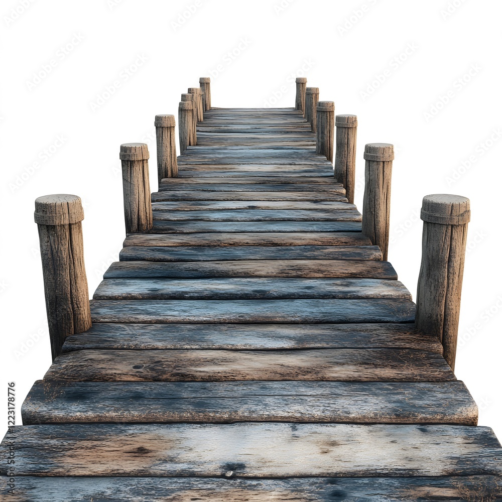 Rustic Wooden Dock Over Tranquil Water During Bright Daylight Rustic Wooden Dock Over Tranquil Water During Bright Daylight