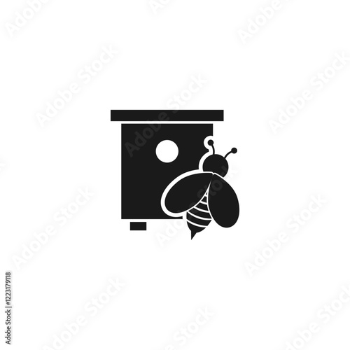 Beekeeping black silhouette icon isolated on white background..