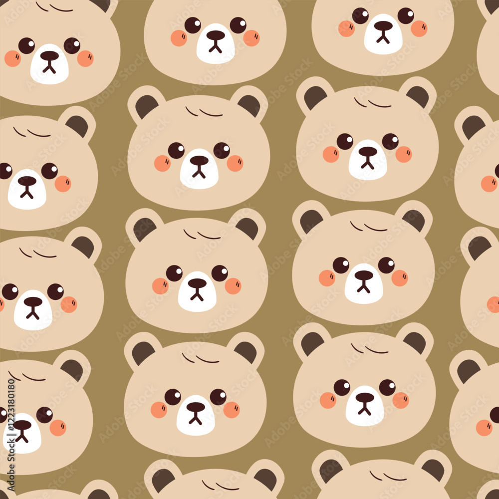 Obraz premium seamless pattern cartoon bear head. cute animal wallpaper for fabric print, gift wrap paper