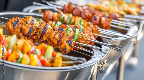 Grilled Chicken and Vegetable Skewers Ready To Serve