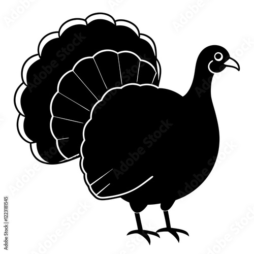 Cute Silhouette of a Turkey line art vector cartoon illustration
