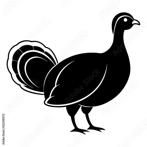 Cute Silhouette of a Turkey line art vector cartoon illustration
