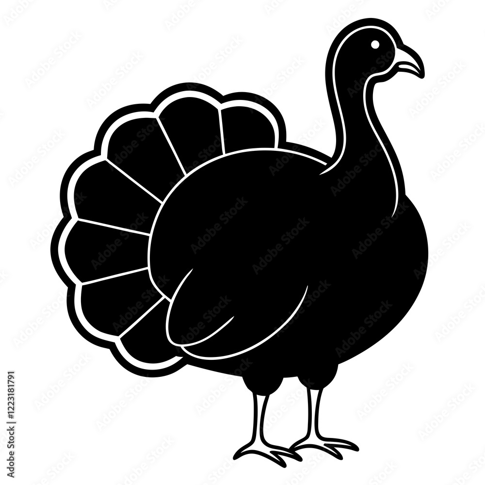 Cute Silhouette of a Turkey line art vector cartoon illustration
Cute Silhouette of a Turkey line art vector cartoon illustration