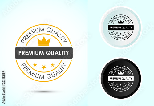 premium quality badge icon design illustration. premium quality label stamp design concept