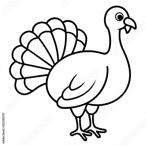 Cute Silhouette of a Turkey line art vector cartoon illustration
