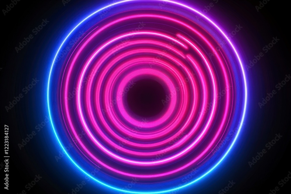 Vibrant Circular Neon Light Pattern on Dark Background Vibrant Circular Neon Light Pattern on Dark Background