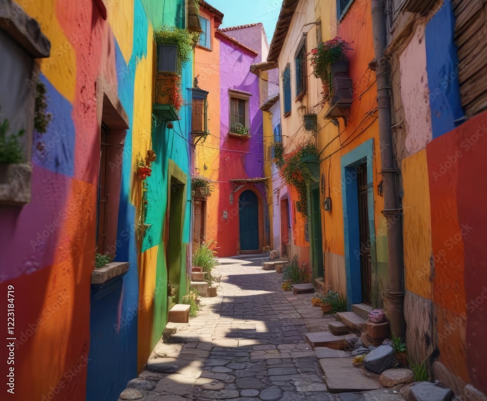 Fototapeta premium Callejera abstracta con salpicadura de colores, abstract, painting