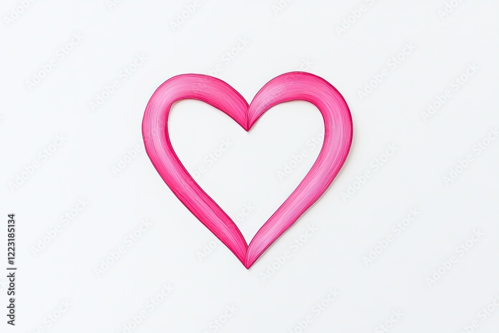 Pink heart shape created with paint on a clean white background, symbolizing love and affection Pink heart shape created with paint on a clean white background, symbolizing love and affection