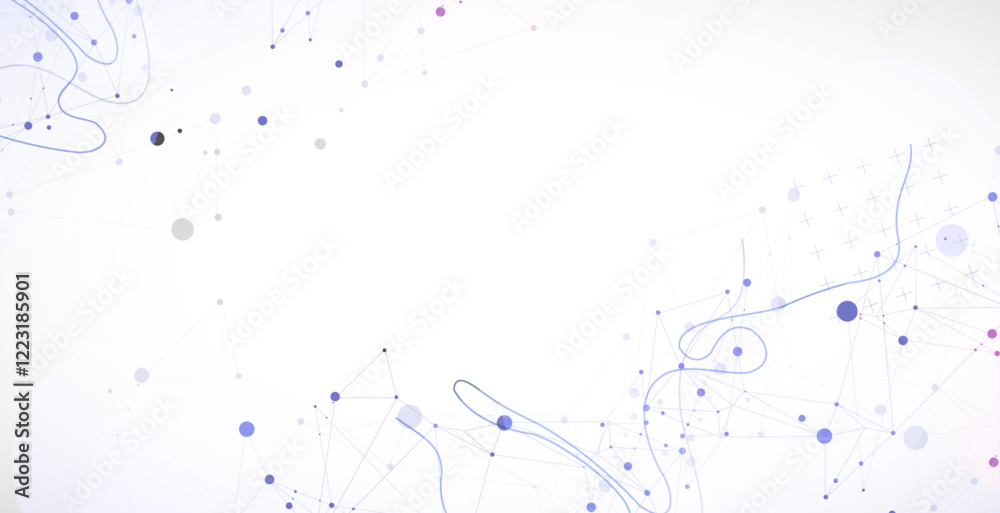 Naklejka premium Template for science or technology presentation. Plexus style background with wave art. Vector illustration.
